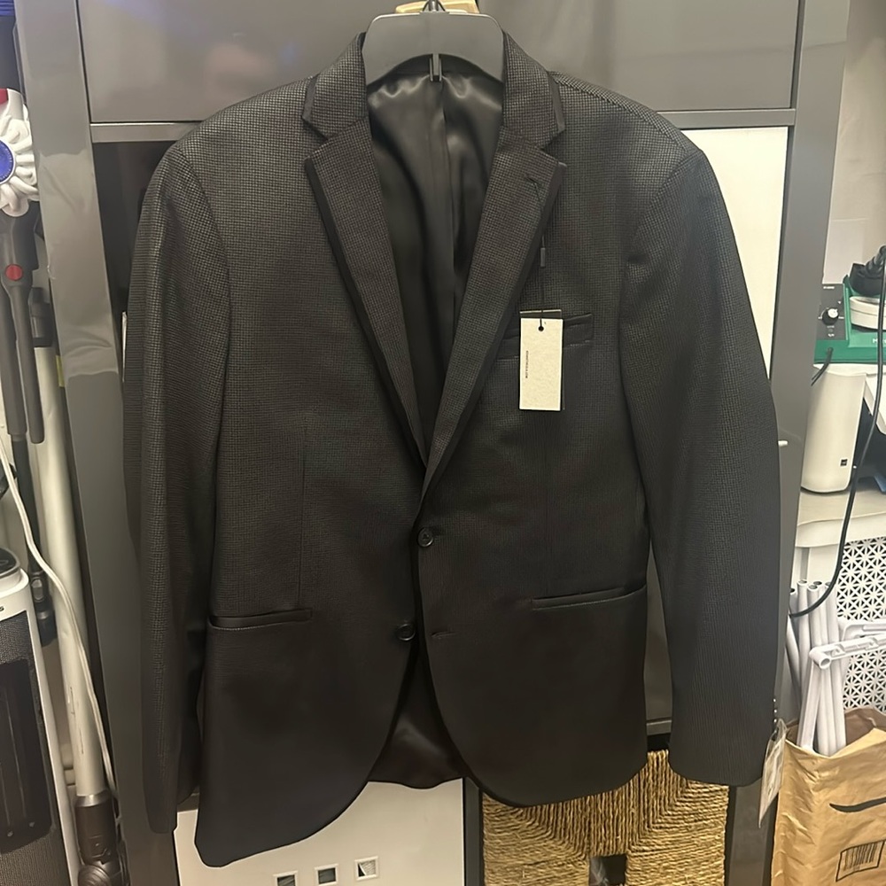 Kenneth Cole Charcoal Black Sport Coat Tuxedo Style